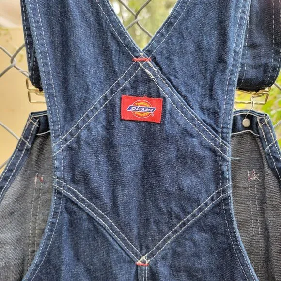 Dickies Dark Blue Denim Bib Carpenter Overalls - Size 32 X 32